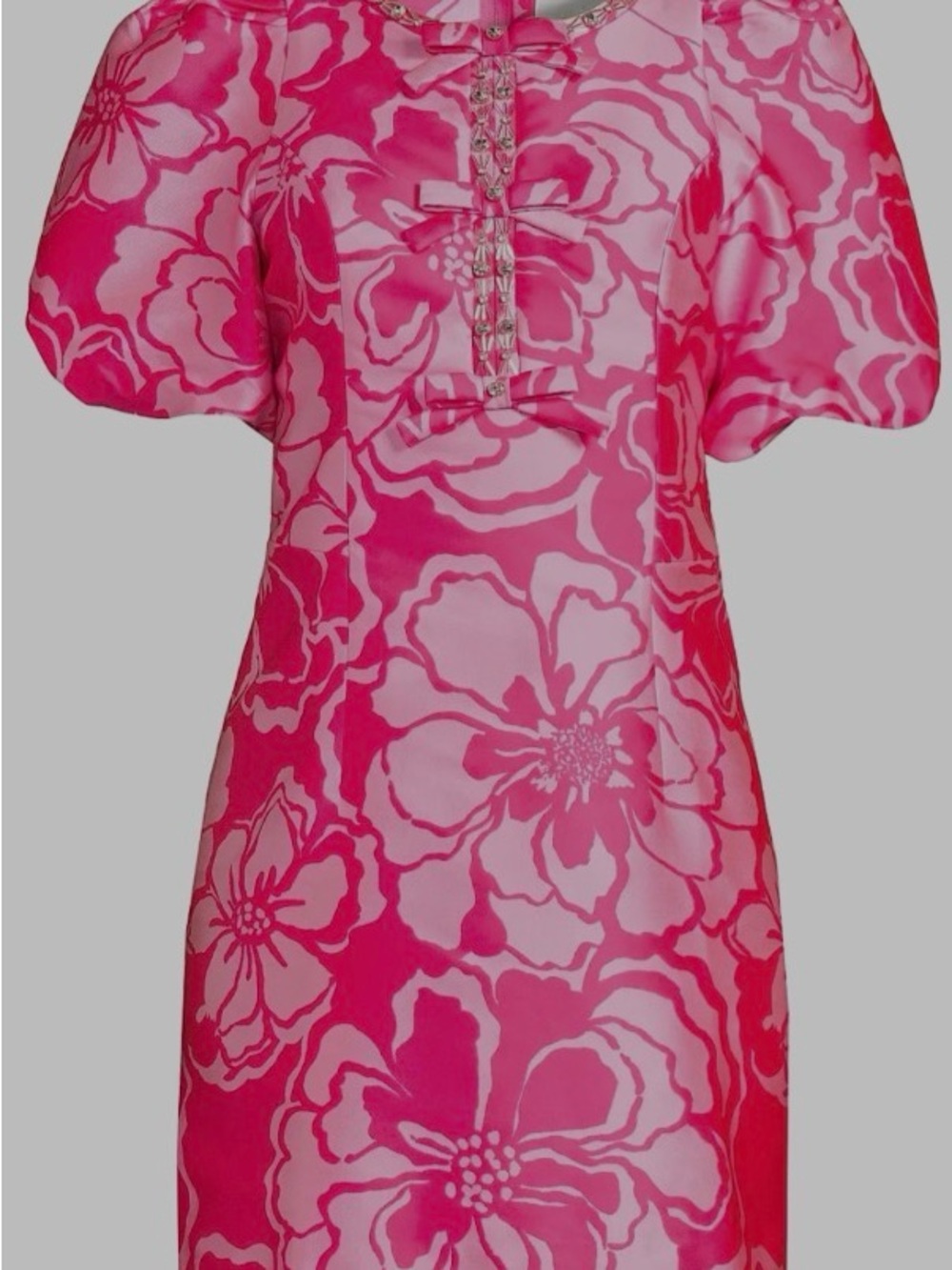 Lilly Pulitzer Fuchsia and Light Pink Floral Short-Sleeve Shift Dress
